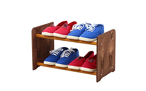 MODO24 Schuhregal Schuhschrank Schuhe Schuhständer RBS-2-45 (Seiten Dunkelbraun, Stangen in der Farbe Erle)