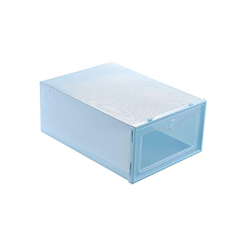 Faltbares Schuhregal, transparenter Kunststoff, stapelbar, Schuh-Organizer mit blauer Schuh-Aufbewahrungsbox, 33 x 23 x 13 cm