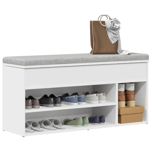 Rantry Weißes Schuhregal 102 x 30,5 x 45 cm aus mehrschichtigem Holz, Schuhregal Organizer für Schuhe, platzsparende Aufbewahrung für den Flur