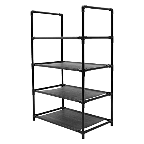 Alipis Praktisches Schuhregal 10-lagig Schwarz 100 cm Schuh-Organizer Aufbewahrung Stapelbarer Schuh-Organizer Eisen-Kunststoff-Material