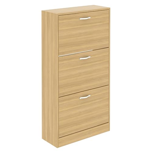 Home Discount Schuhaufbewahrung Schuhschrank mit 3 Schubladen Schrank Pull Down Möbel aus Holz Holz Einheit, Kiefer, Groß