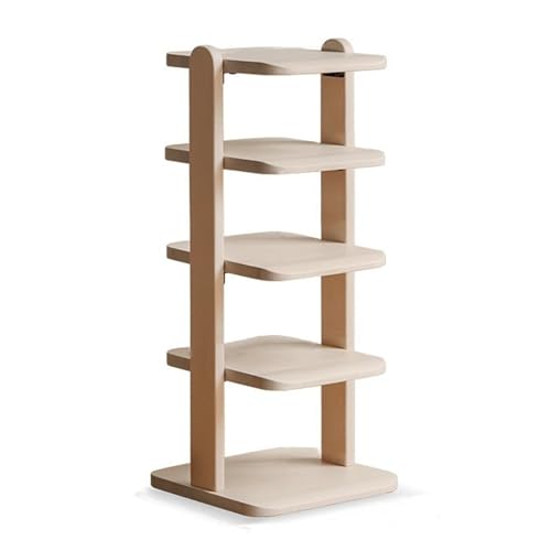 Vertikales Schuhregal, 5/7 Etagen, Holz, Schuhregal für kleine Räume, hoch, schmal, Schuhaufbewahrung, Nizer in Weiß (31 x 29 x 76 cm)
