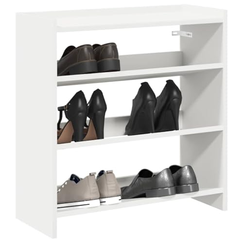 Rantry Weißes Schuhregal 60 x 25 x 62 cm aus mehrschichtigem Holz, Schuhregal Organizer für Schuhe, platzsparende Aufbewahrung für Flur, Möbel