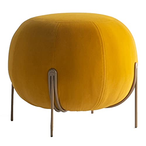 Runder Kleiner Schuh-Wickelhocker Aus Stoff Eingangsbalkon Schlafzimmer Wohnzimmer Sofa Niedriger Hocker Lustiger Dekorativer Fußhocker Für Erwachsene Und Kinder ( Color : Yellow , Size : 54*41cm )