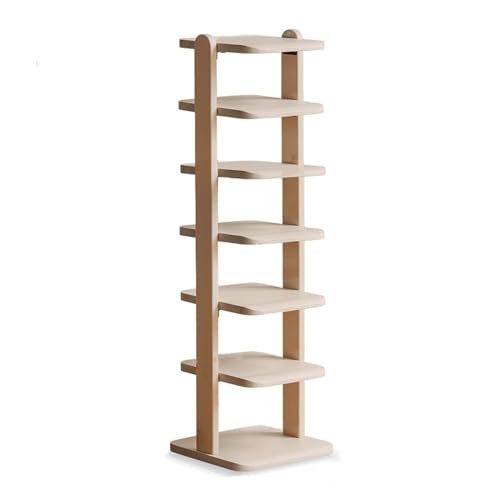Schuhregal aus Holz, vertikales Schuhregal für kleine Räume, 5/7 Ebenen, hoch, schmal, Weiß, 31 x 29 x 110 cm