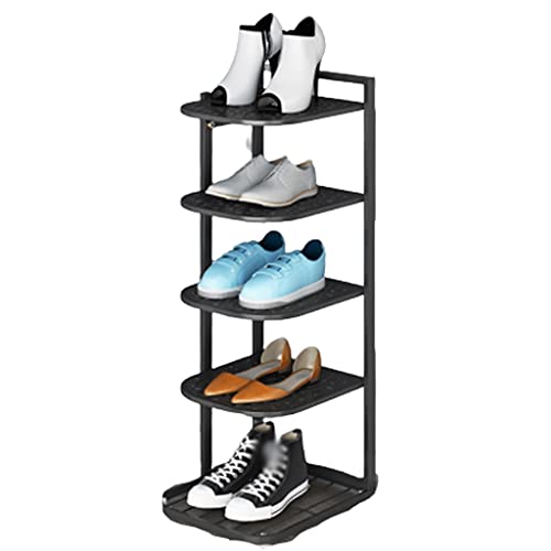 Schuhregal, Schuhregal, 5 Ebenen, vertikales Schuhregal, langlebig, Eisen-Schuhturm, Eingang, Balkon, Blumenständer, Badezimmer, Schuhständer, 23,9 cm, langlebig (Farbe: schwarz)