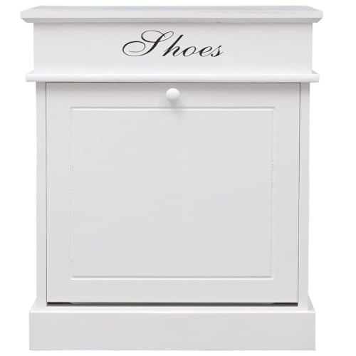 ULUYYUC Kleines Regal Schuhschrank Groß Shoe Rack Cabinet Schuhregale - Schuhschrank Weiß 50 x 28 x 58 cm Paulownia Holz für Büro Eingangstür Balkon Flur