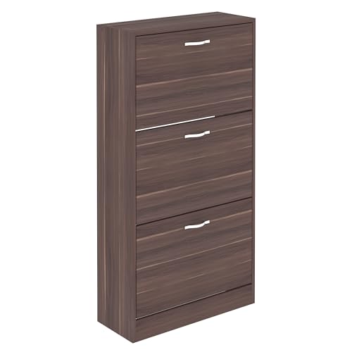 Vida Designs Schuhaufbewahrung Schuhschrank mit 3 Schubladen Schrank Pull Down Holz Möbel Einheit, Walnuss