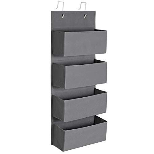 SONGMICS Hängeorganizer mit 4 Taschen, Kleiderschrank-Organizer, Hängeaufbewahrung für die Tür, Hängeregal, für Schlafzimmer, Büro, Kinderzimmer, 33,5 x 12 x 100 cm, grau RDH04G