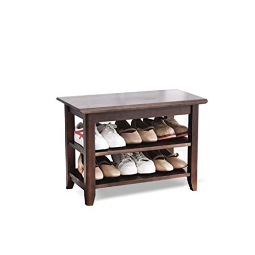 Schuhregal, Massivholz-Haushalts-Schuhbank, Schuhschrank, Aufbewahrungstür, Schuhregal, 60 x 42 x 30 cm (Walnuss)