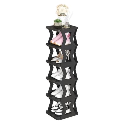 Vertikaler Schuhregal, schmal, zusammenklappbar, Kunststoff, stapelbar, Aufbewahrungsturm für Schrank, Eingang, Flur, Ecke (5 Ebenen)
