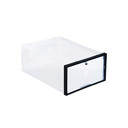 Faltbares Kunststoff-Schuhregal, Schublade, transparent, stapelbar, Schwarz, 29 x 20 x 12 cm
