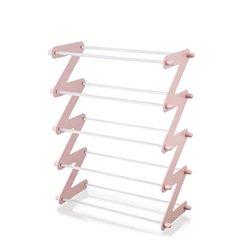 JiuErDP Mini zusammengebaute kleine Schuhschrank einfache wirtschaftliche platzsparende Karikatur niedliche mehrschichtige Tür Haushalt Kinder Schuhregal Schuhregal (Color : Pink, Size : B)