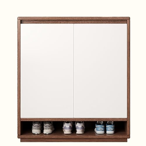 Generisch Weiß – Schuhschrank aus Massivholz für den Eingangsbereich – Schmales Schuhregal aus Holz mit oberem Fach – Ideal für Foyers, Flure und Schlafzimmer (Weiß)
