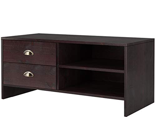 Loft24 Schuhbank Kiefer Massivholz Schuhregal Sitzbank Bank mit Aufbewahrung Landhaus Dunkelbraun 100 x 45 x 45 cm