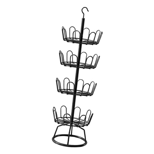 JISADER Drehbares Schuhregal, Schuhspanner aus Eisen, 4 Ebenen, stehendes kreisförmiges Schuhregal, rundes Schuh-Organizer-Regal für den Außenbereich, Schwarz