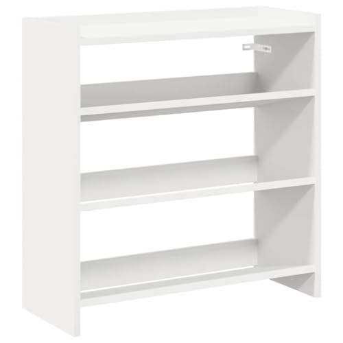 Schuhregal aus Holz für Flur, Wohnzimmer, Schlafzimmer, Badezimmer, weißes Schuhregal für Pflanzen, Bücher, 60 x 25 x 62 cm, Holzwerkstoff