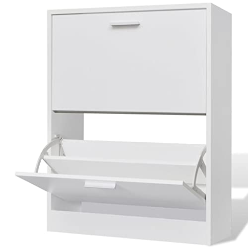 XINCXIN Weißer Holz-Schuhschrank, schuhschränke schuhaufbewahrung schuhablage Schuh Regal Organizer Geeignet für Living Room Bedroom Innenraum Hallway mit 2 Schuhkippern