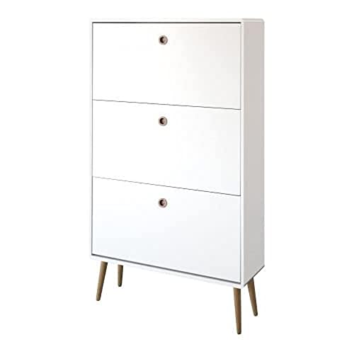 Hoppekids Softline Schuhschrank / Kommode, 81 x 141 x 26 cm (B/H/T), MDF Holz, Weiß, schlicht, ca. 24 Paar Schuhe