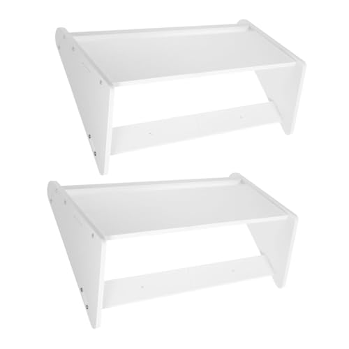 MAGICLULU Schuhschrank Wandmontage 1 Satz Ultradünnes Schuhregal Tellerhalter Einheit Stapler Veranstalter Wäscheständer Stapelbare Aufbewahrung Schlank Draht Weiß PVC-Holz-kunststoffplatte 2st