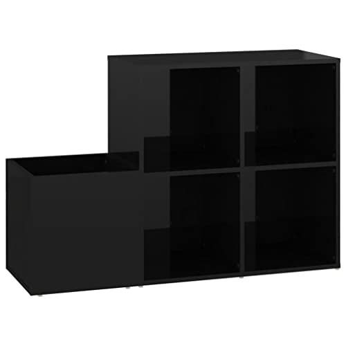 vidaXL Flur Schuhschrank Schuhregal Schuhablage Schuhaufbewahrung Schuhständer Schuhorganizer Schuhtruhe Hochglanz-Schwarz 105x35,5x70cm Holzwerkstoff