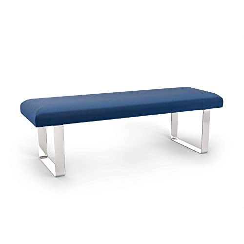 softwalls Polsterbank - Bettbank - gepolsterte Sitzbank aus Samt 140 x 45 cm | Chrom | Blau