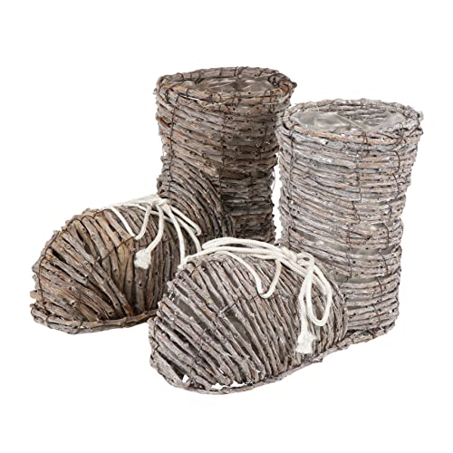 Yardwe 1 Paar Hausvase Bauernhaus Beständig Jute Seegras Hand Blumenhöfe Häuser Stiefel Seegras Natürliche Vintage Außenbehälter Rattan Anordnung Stiefelhalter Faserform