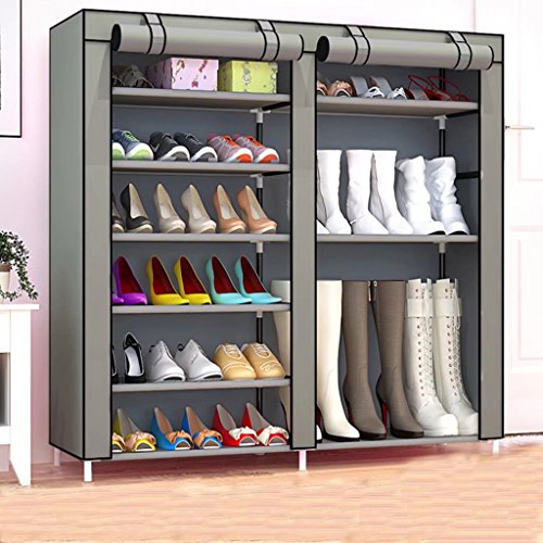 6 Tiers tragbare Schuhschrank Schrank mit Stoffbezug Schuh Speicherorganisator Kabinett
