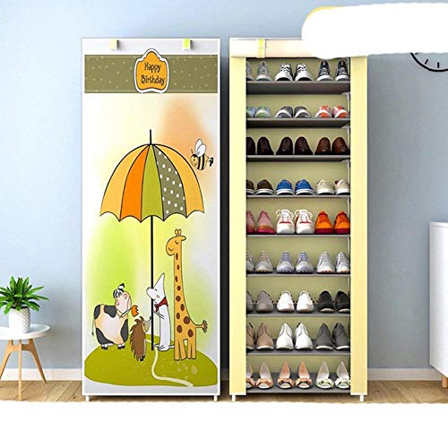 RFDFG Neue mehrschichtige einfache Schuhregal Schlafsaal Haushaltstür Staubdichter Gürtel Stoffbezug Lagerung Schuhschrank Schuhmacher-Tier 9L