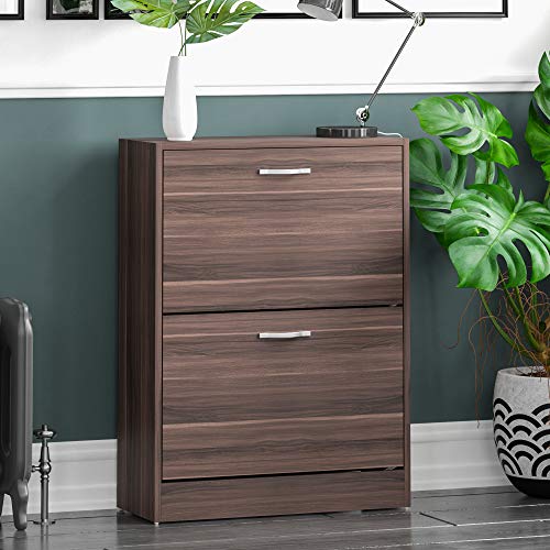 Home Discount 2 Schublade Schrank Schuhschrank Schuhregal Organizer Pull Down Holz Flur Möbel Einheit, Walnuss