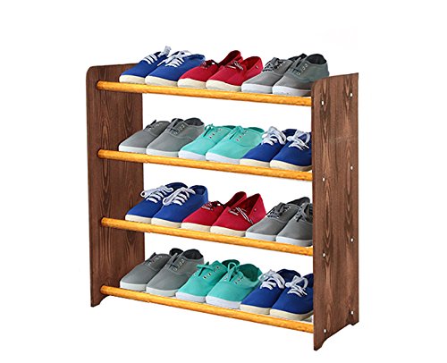 MODO24 Schuhregal Schuhschrank Schuhe Schuhständer RBS-4-65 (Seiten Dunkelbraun, Stangen in der Farbe Erle)
