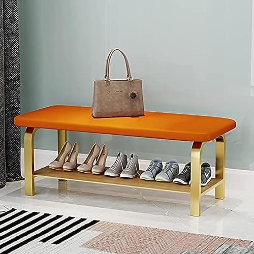 CATANK Moderne Schuhregal-Bank, Eingangsbereich-Schuhbank mit Aufbewahrungsregal aus Holz, Flur-Schuh-Organizer, Orange, 80 x 30 x 45 cm (31 x 12 x 18 Zoll)