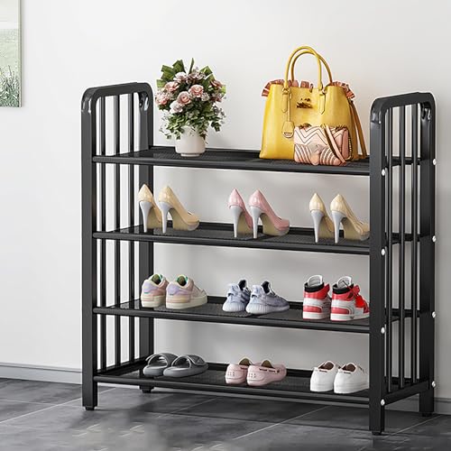 Schuhständer aus Eisen den Haushalt,einfaches Schuhregal,Schuhaufbewahrungsregale,mehrschichtige Aufbewahrungsständer,Schuhregale,für Eingangstür,Veranda,Wohnzimmer,Zimmer,Schlafzimmer (Schwarz,Gold)