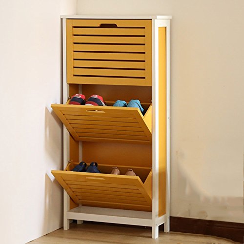 NAN Kiefer Möbel 3 Schichten Massivholz Schuhschrank Dump Tür Vertikaler Eintrag Hohe Kapazität 53 * 18 * 108,5 cm Weiß Grün Blau Gelb (Farbe : Gelb)