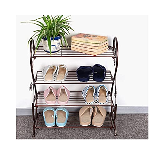 Schuhregal aus Eisen, 4-stöckiges Schuhregal, multifunktionaler Schuhständer aus Metall, Schuhregal, Aufbewahrungs-Organizer für Eingangsbereich, Flur und Schrank, Schuhaufbewahrung (Farbe: Schwarz)
