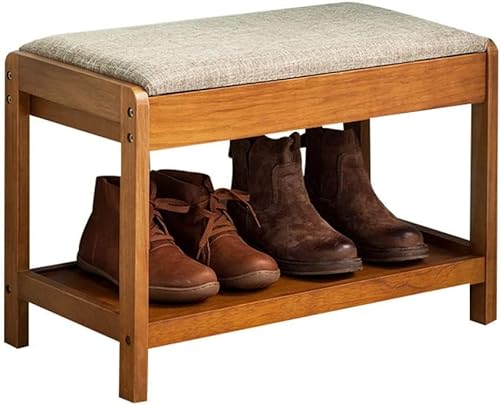 Schuhbank aus Holz mit Sitzkissen, einstöckiges Schuhregal für den Flureingang, 3 Farben erhältlich, 60 × 30 × 42 cm (Color : #1)