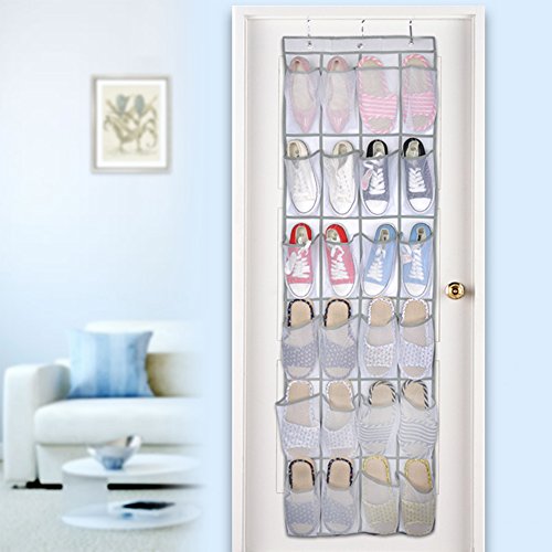 BrilliantJo Praktische Ordnungssysteme an der Tür mit 24 Taschen/Türregal, Hängeorganizer , Hängeaufbewahrung, Schuhschränke, Multifunktionale Aufbewahrungstasche(Weiß)
