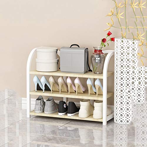 Schuhregal, Schuhschrank mit 3 Türen, Aufbewahrungsschrank aus Eisen, platzsparendes Schuhregal für den Wohnheimbereich (weißer Ahorn, 70 cm)