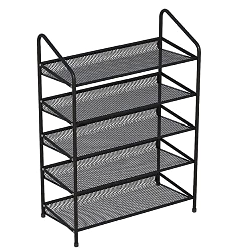 Industrielles Schuhregal, einfaches Schuhregal aus Metall, stabiles Eisen-Schuhaufbewahrungs-Organizer-Schuhregal für Eingangsbereich, Schrank, Schlafzimmer, Schuhwarenaufbewahrung (Farbe: Schwarz,