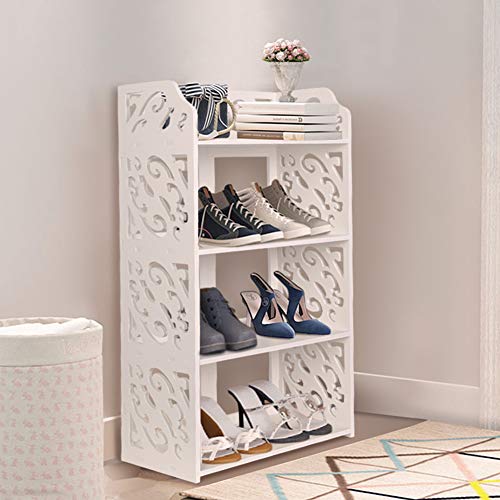 Schuhaufbewahrung, weißes Schuhregal, kleines Bücherregal, 3-stöckige Schuhschränke für Flure, kleine Schuhaufbewahrung aus Holz und Kunststoff für enge Räume, Schuhaufbewahrungsschrank für Flur, Ba