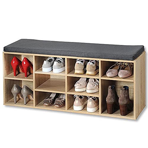 Kesper | Schuhschrank mit Sitzkissen, Material: Faserplatte, Maße: B103,5 x H48 cm x L29,5 cm, Farbe: Braun | 15920 13