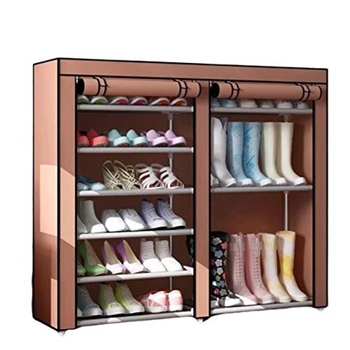 YUEBAOBEI Schuhregal Mit Stoffbezug Und Ablagen Stoffschrank Mit Reißverschluss Für Staubfreie Lagerung Schuhständer Für 20 Paar Schuhe,118 * 30 * 108Cm