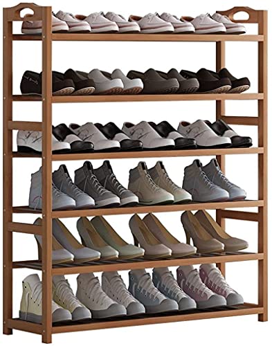 Bambus und Holz Schuhregal Multi, Schicht Einfaches Aufbewahrungsgestell, Staubdichtes Massivholz Kleiner Bambus-Schuhschrank, Multi, Funktion Blumenständer, Bücherregal Schuhregal (Größe: 6A) (5C)