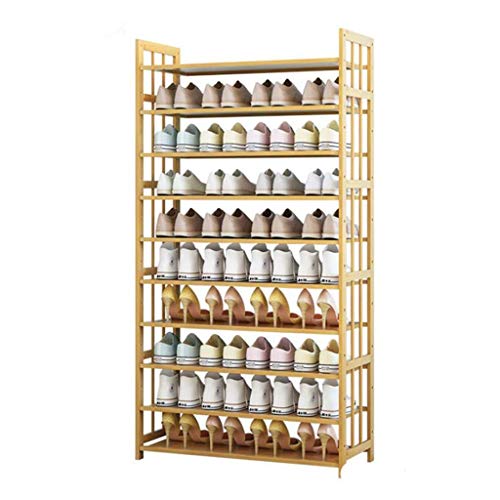 10-Tier Holz Schuhregal Lagerung, Bambus ausziehbar Schuhregal Organizer, Halten Sie bis zu 30-40 Paar Schuhe, für Flur Wohnzimmer Schlafzimmer (Größe: 80cm)