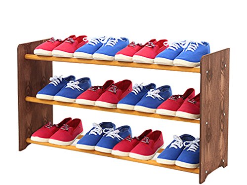 MODO24 Schuhregal Schuhschrank Schuhe Schuhständer RBS-3-90 (Seiten Dunkelbraun, Stangen in der Farbe Erle)