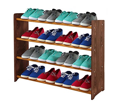MODO24 Schuhregal Schuhschrank Schuhe Schuhständer RBS-4-90 (Seiten Dunkelbraun, Stangen in der Farbe Erle)