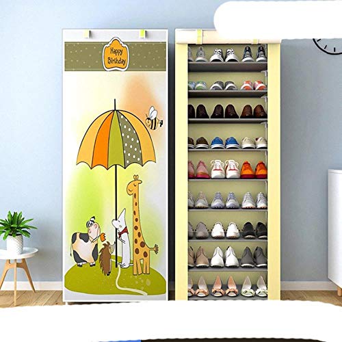 RFDFG Heiße mehrschichtige einfache Schuhregal Schlafsaal Haushaltstür Staubdichter Gürtel Stoffbezug Lagerung Schuhschrank Schuhmacher-Tier 9L