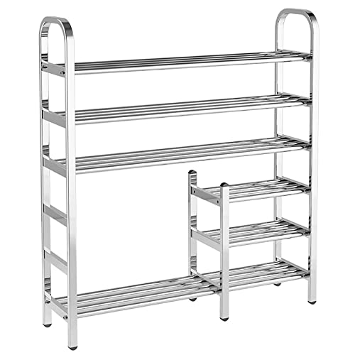 Schmales Metall-Finishing-Rack,Edelstahl-Schuhregal,mehrschichtiger tragbarer Schuhschrank zur Aufbewahrung,zur Verwendung in Wohnzimmer,Schlafzimmer,Dachboden,Korridor,Küche,Garten,Arbeitszimmer