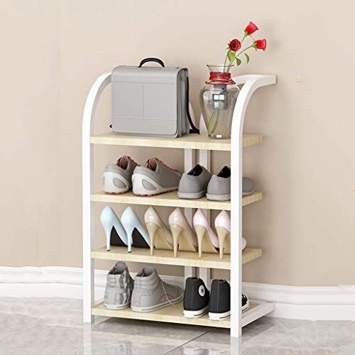 Schuhregal, 4-stöckiger Schuhschrank aus Eisen für den Haushalt, sparsames Regal aus Holz, 70 x 50 x 27 cm (weißer Ahorn)