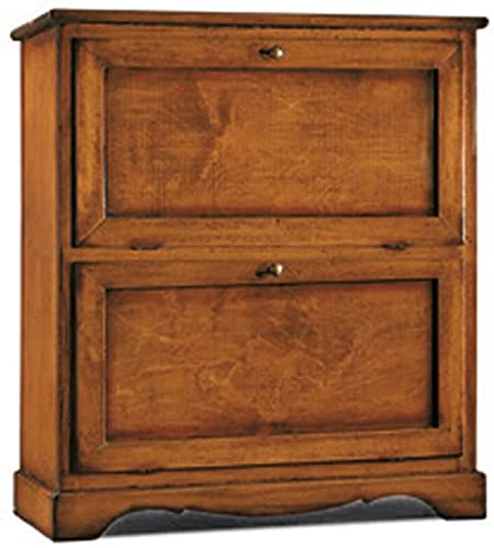 Mar.c.a. Design Schuhschrank aus Holz, 2 Türen, Arte Povera, Farbe: Walnuss, Massivholz, Maße: 79 x 30 x 90 cm